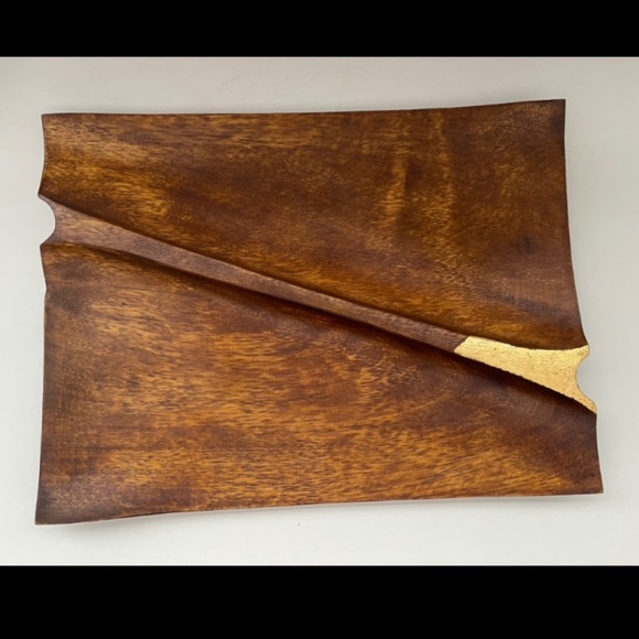 DIANE VON FURSTENBERG WOOD TRAY WITH GOLD LEAF - Picture 1 of 5